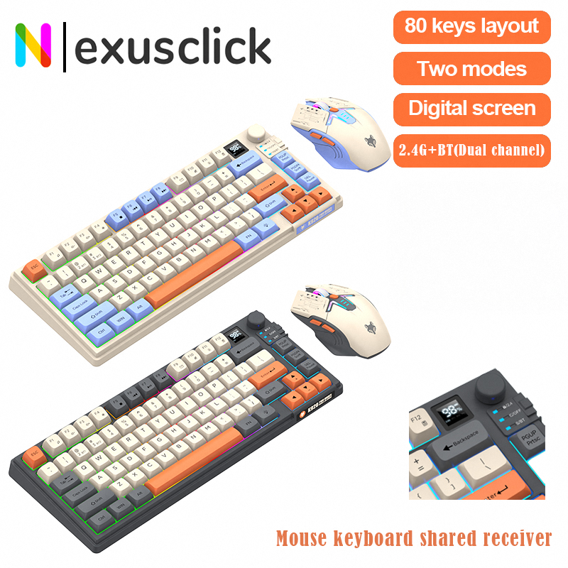 Gaming Keyboard Mouse Set - New Dual-Mode 80 Keys Wireless Gaming