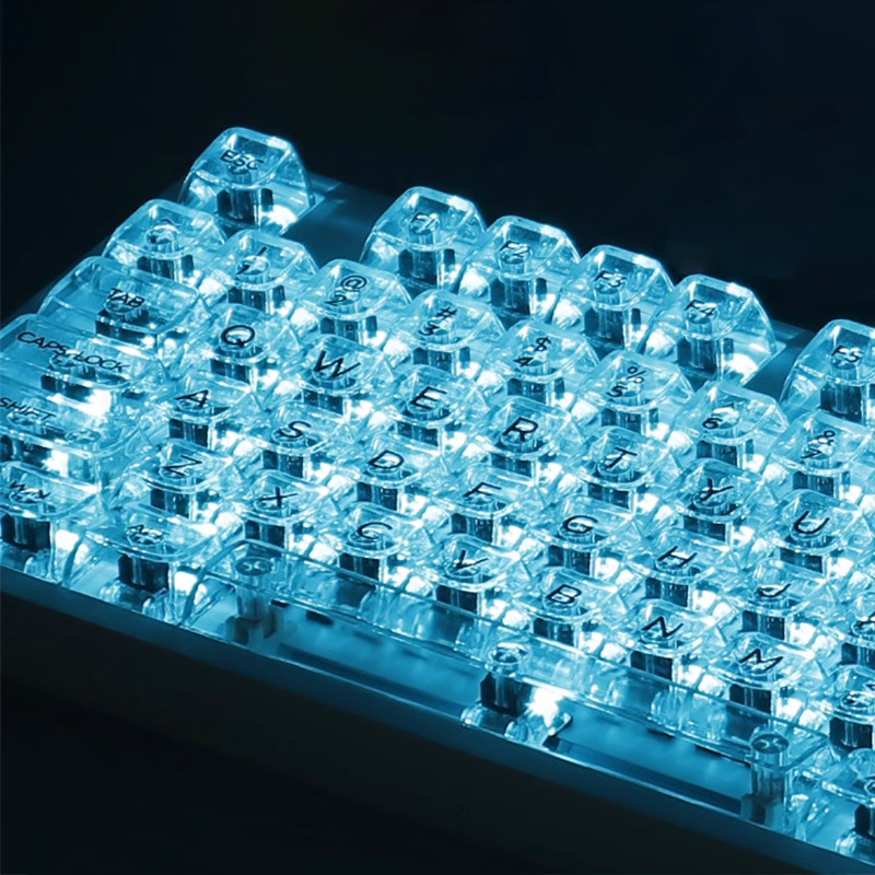 Keyboard Gaming Black - 132 Keys Crystal Transparent Keycaps For