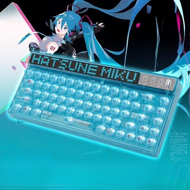Gaming Keyboard Wireless - Anime Hatsune Miku Series Mechanical Keyboard