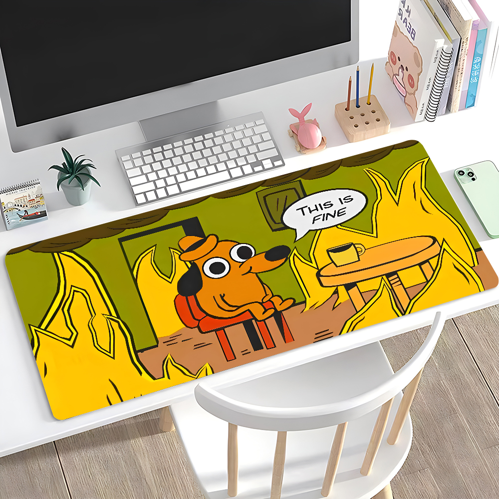 Gaming Keyboard And Mouse - This Is Fine Dog Dachshund Mousepad