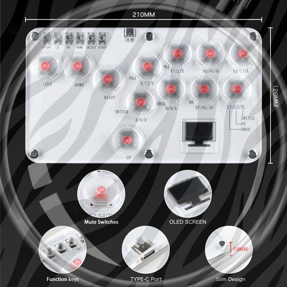 Gaming Keyboard No Rgb - Arcade Joystick 12Keys All-Button Arcade Fightstick