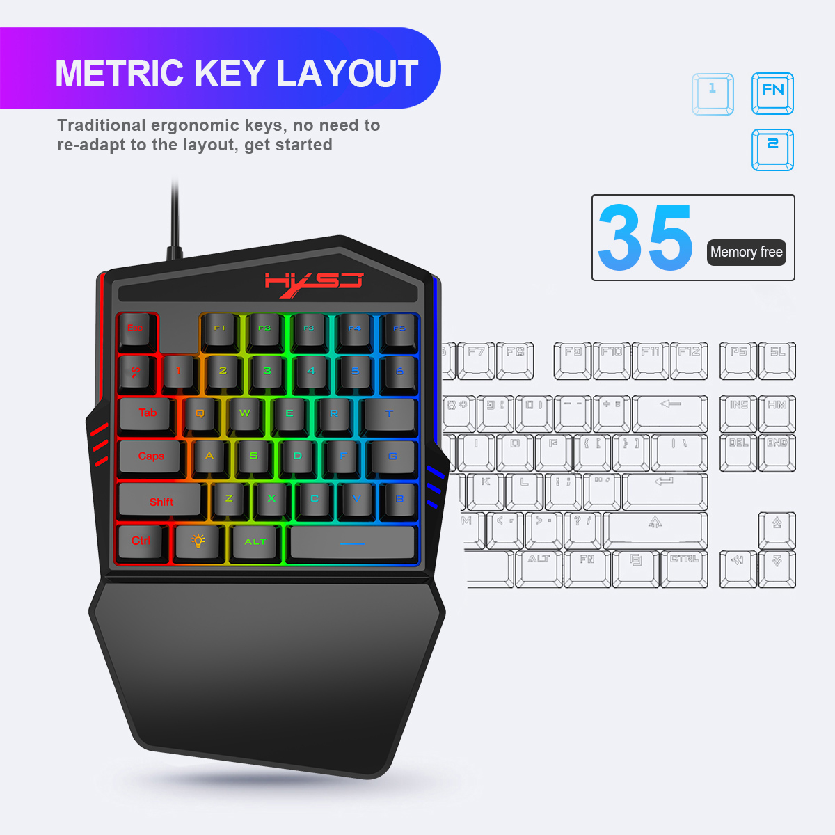 HXSJ V100 V100-2 35 Key Gaming - Gaming Keyboard Half avis et prix