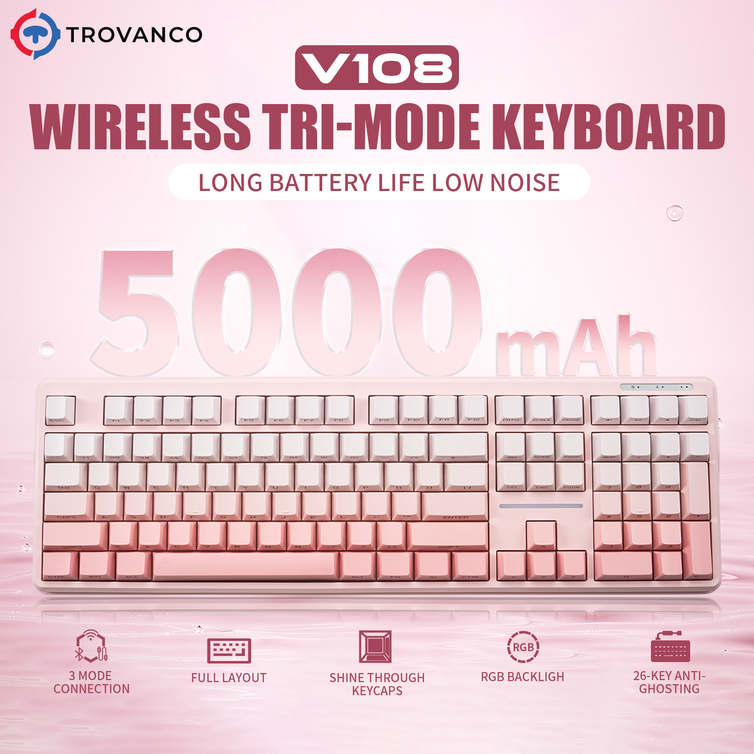 V108 Bluetooth Keyboard  Wired - Gaming Keyboard No Noise avis et prix
