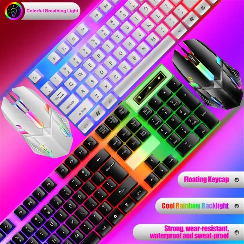 Colorful LED Backlit USB Keybo - Gaming Keyboard Mouse And Headset Combo avis et prix