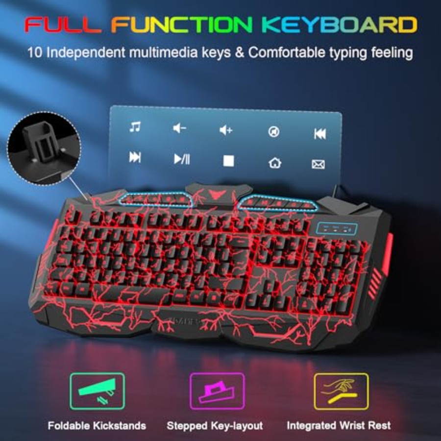 Gaming Keyboard Mouse Headset  - Gaming Keyboard Mouse And Headset Combo avis et prix