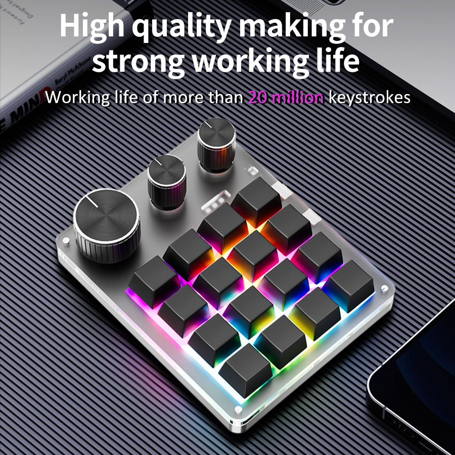 16 Keys 3 Knob Macro Custom Mi - Gaming Keyboard Half avis et prix