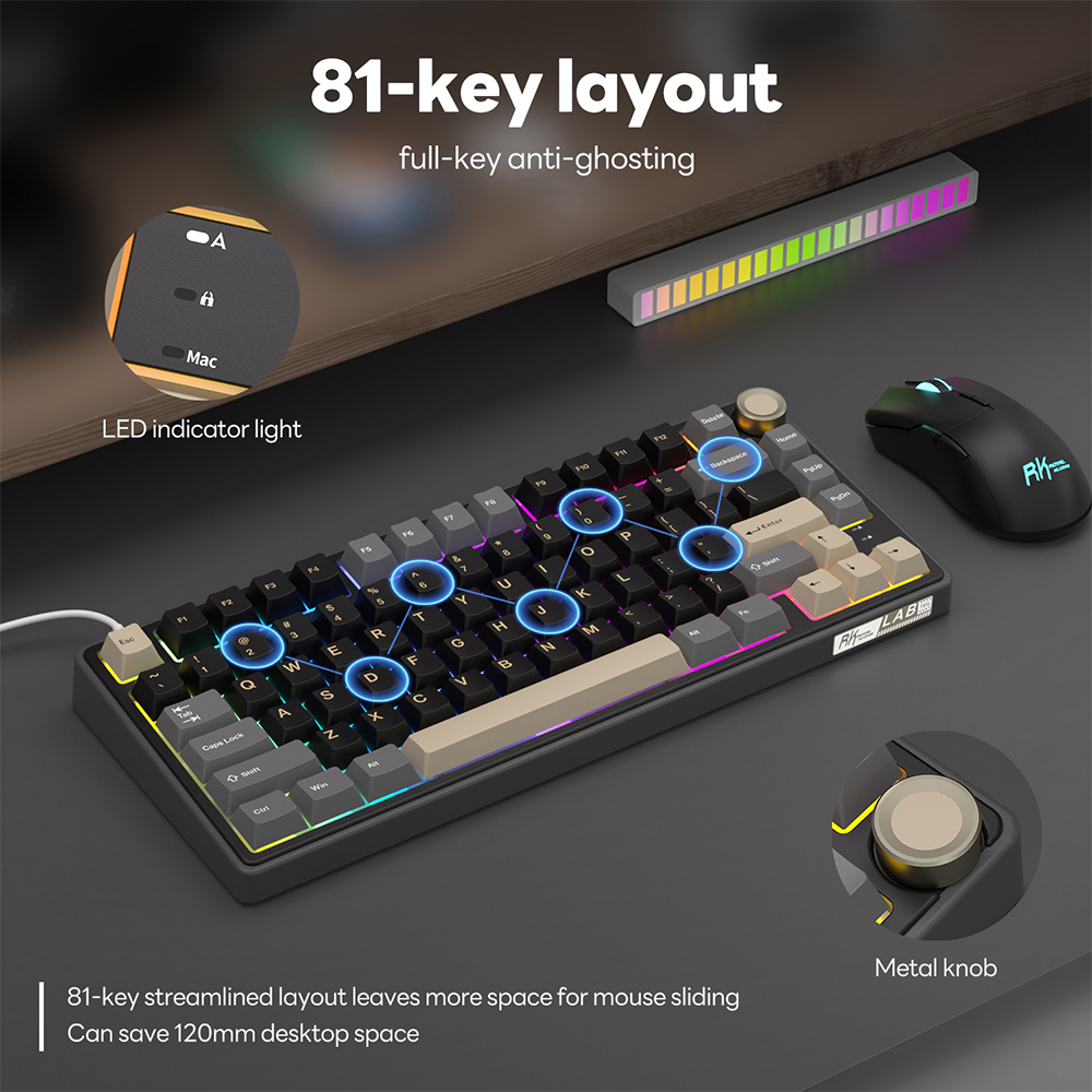 Royal Kludge RK R75 Wired Gami - Gaming Keyboard Bundle avis et prix