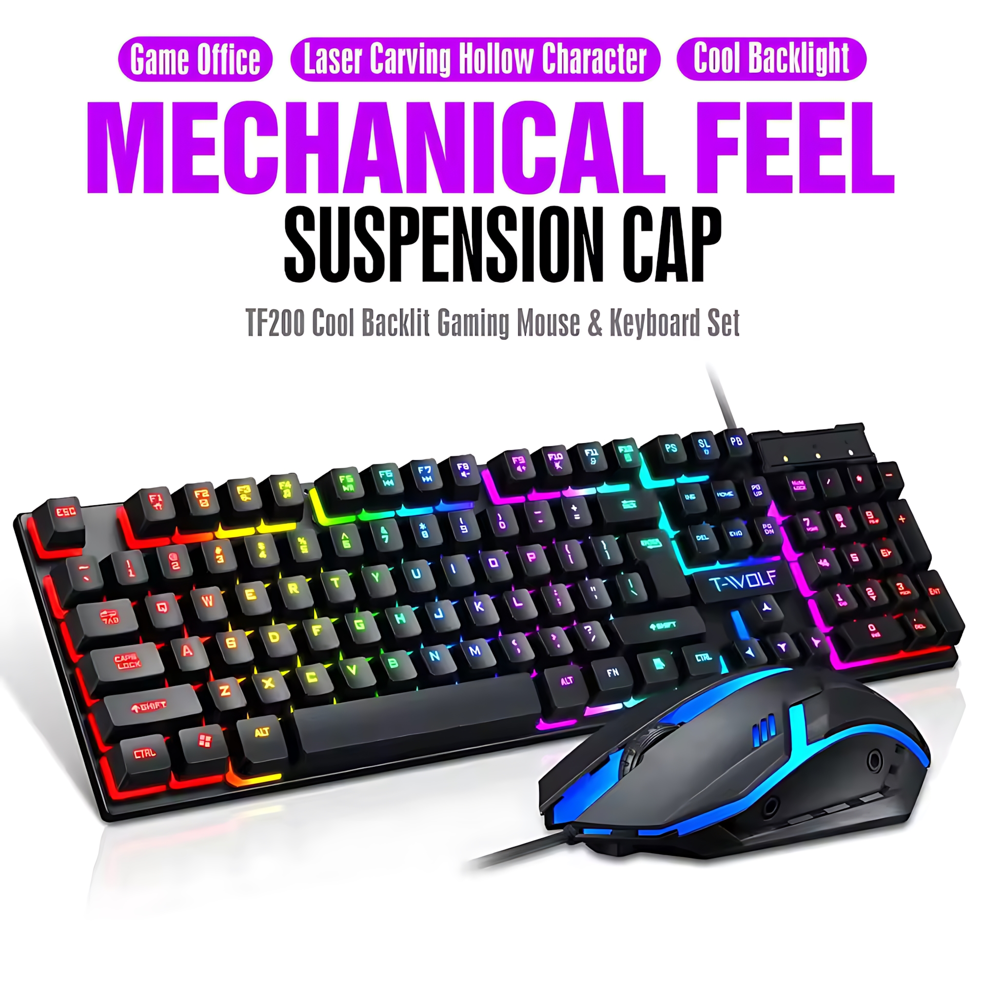 Rainbow Backlit Wired Keyboard - Gaming Keyboard Bundle avis et prix