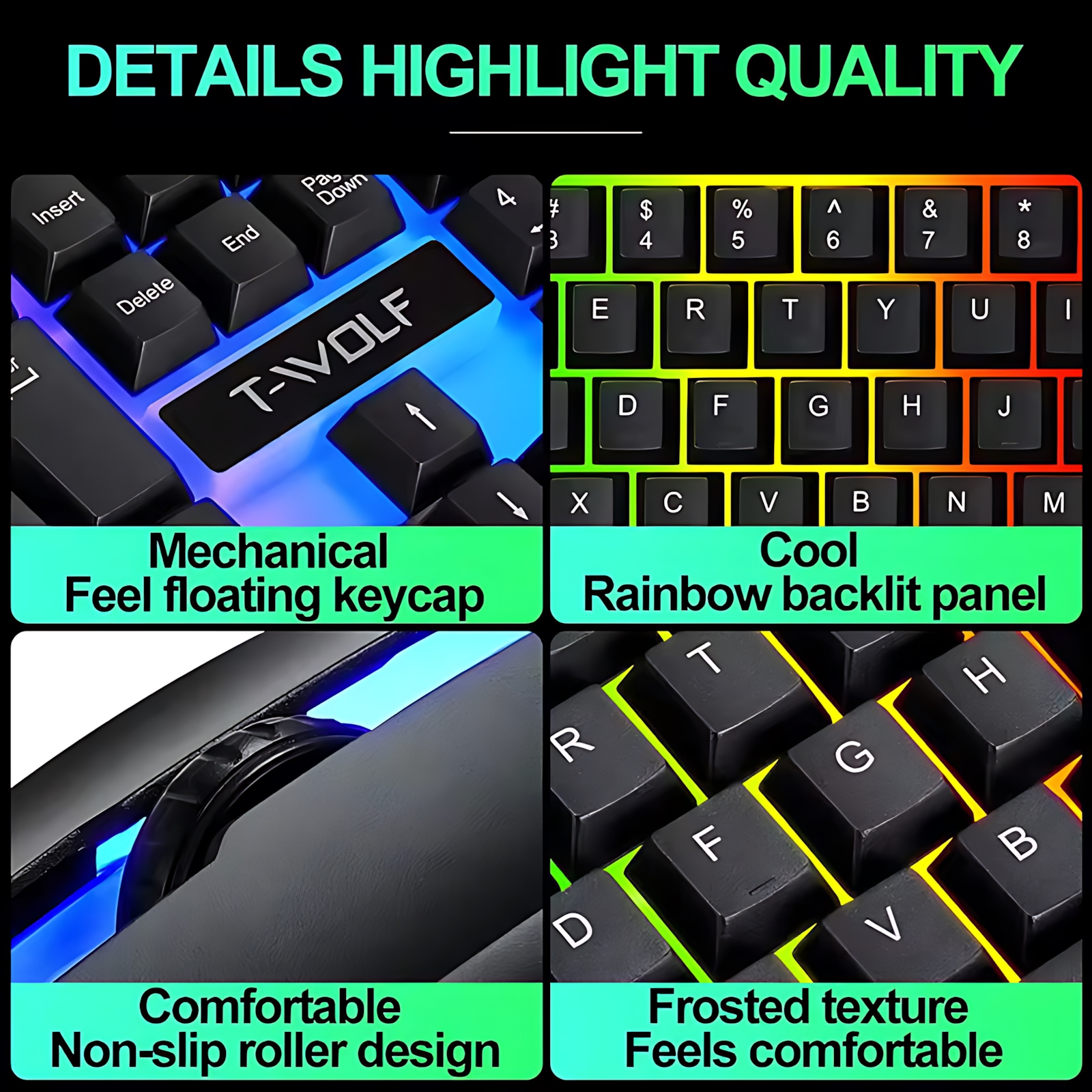 Rainbow Backlit Wired Keyboard - Gaming Keyboard Bundle avis et prix