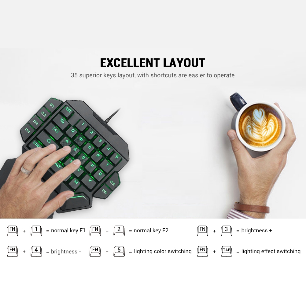Blacklight Keyboard Onehanded  - Gaming Keyboard Half avis et prix
