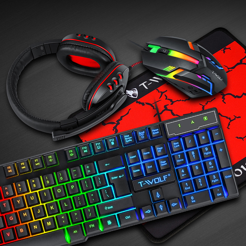 T-WOLF TF800 Four-piece Gaming - Gaming Keyboard Mouse And Headset Combo avis et prix