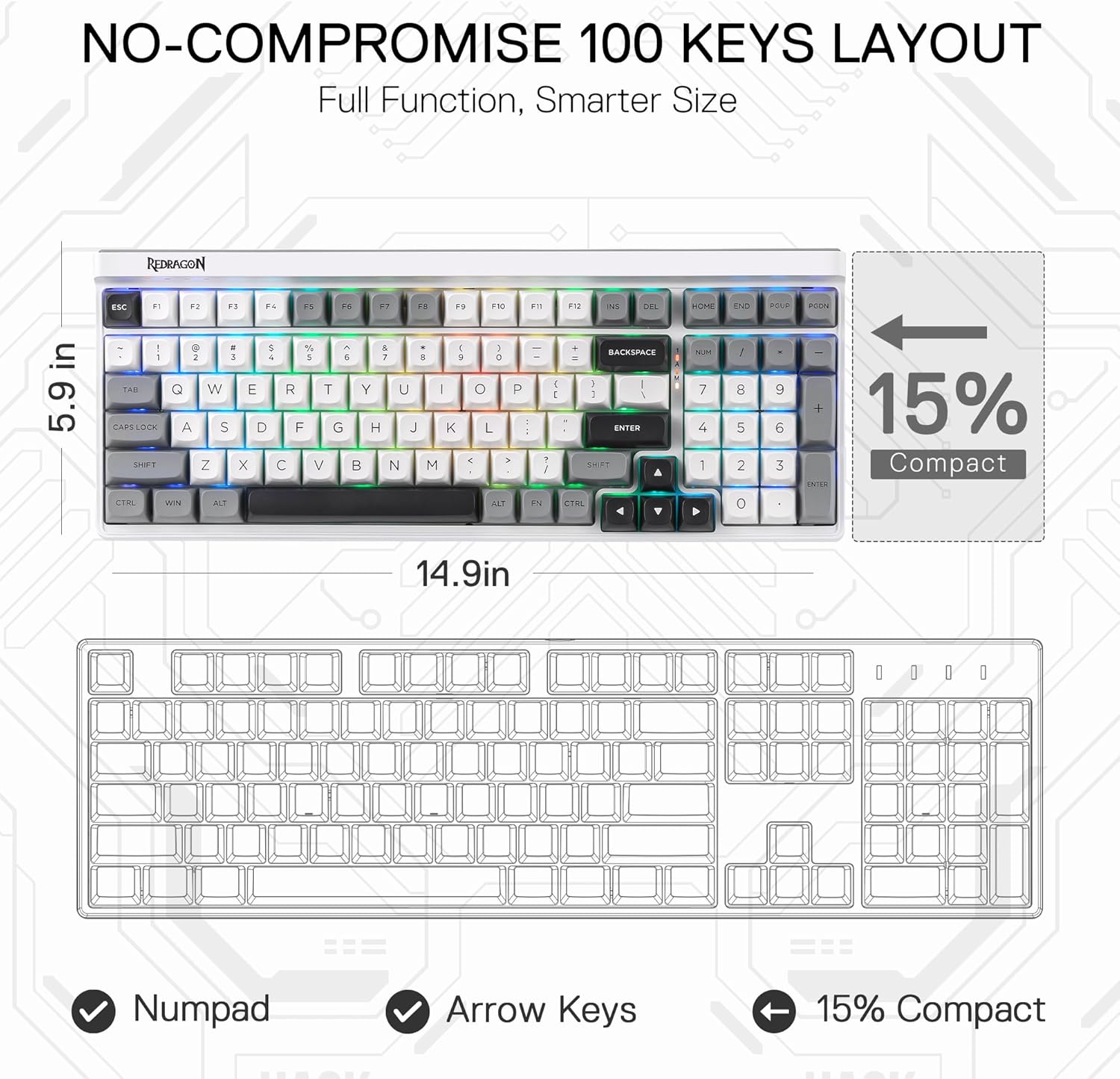Redragon K656 PRO 3-Mode Wirel - Gaming Keyboard No Noise avis et prix