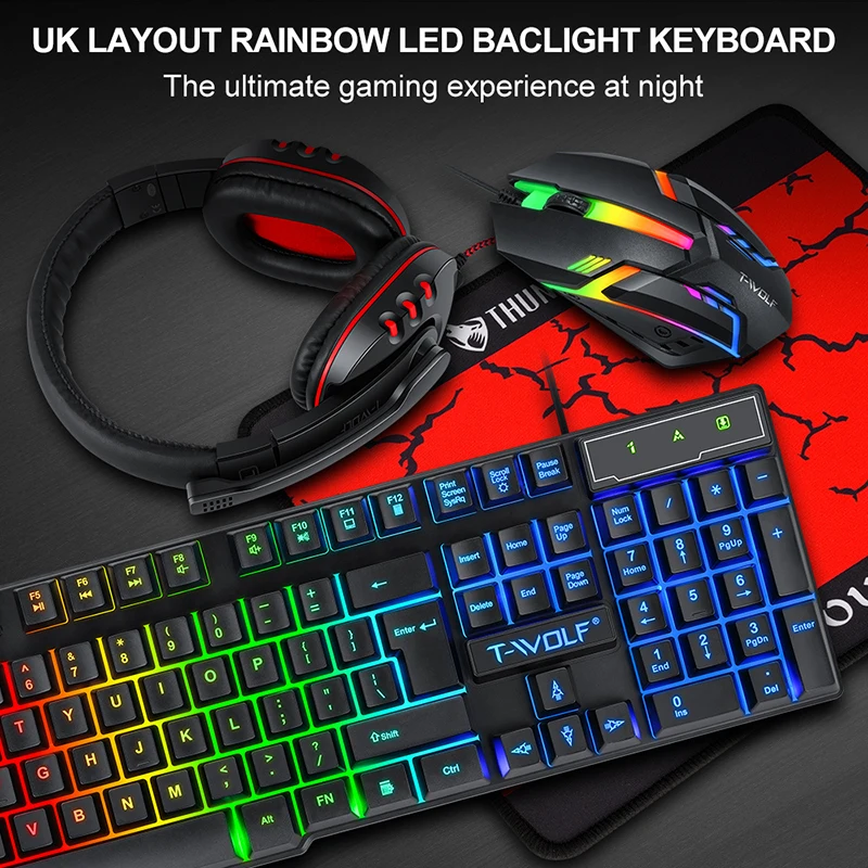 T-WOLF Game Four Piece TF800 I - Gaming Keyboard Mouse Set avis et prix