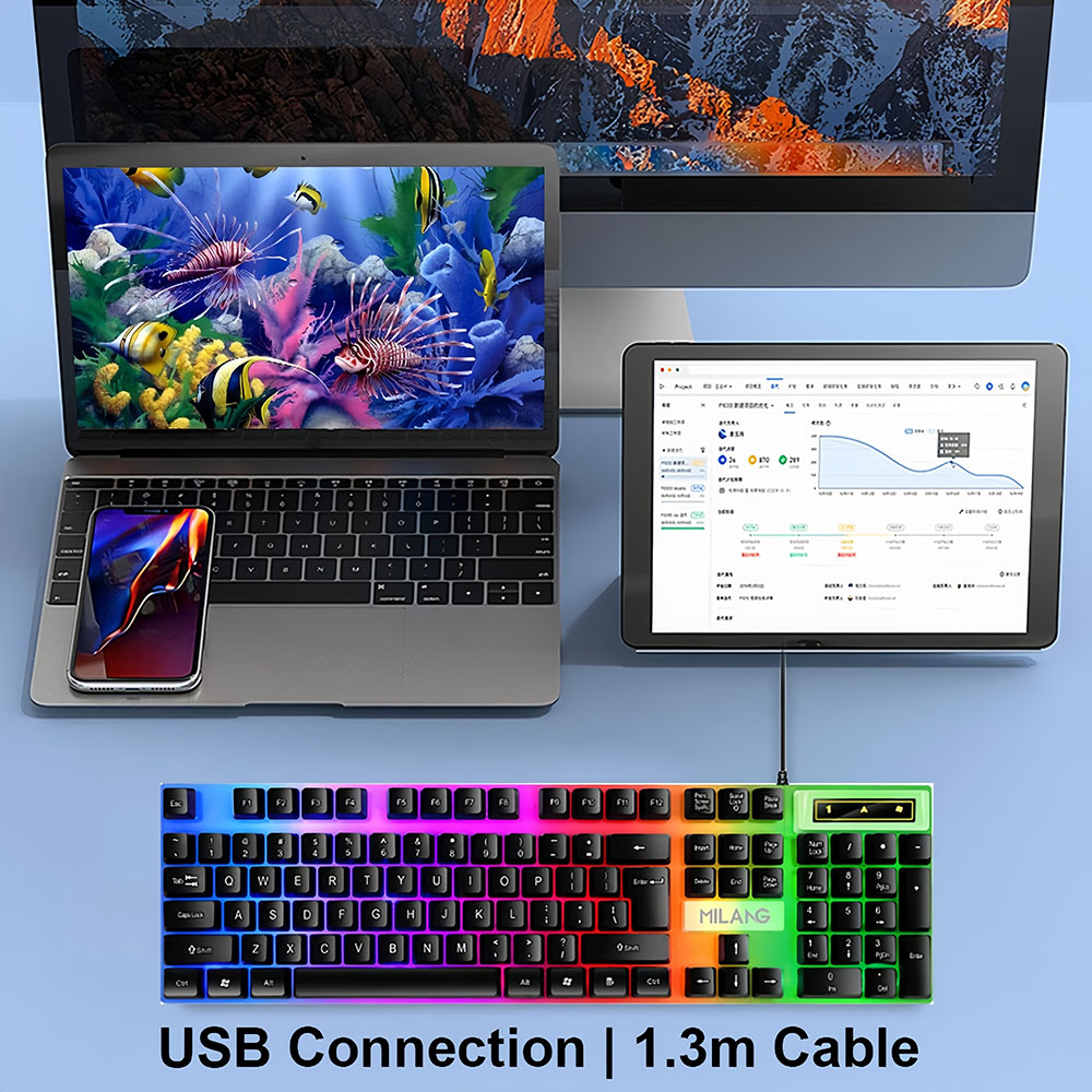 KEBIDUMEI USB Wired Keyboard R - Gaming Keyboard Half avis et prix