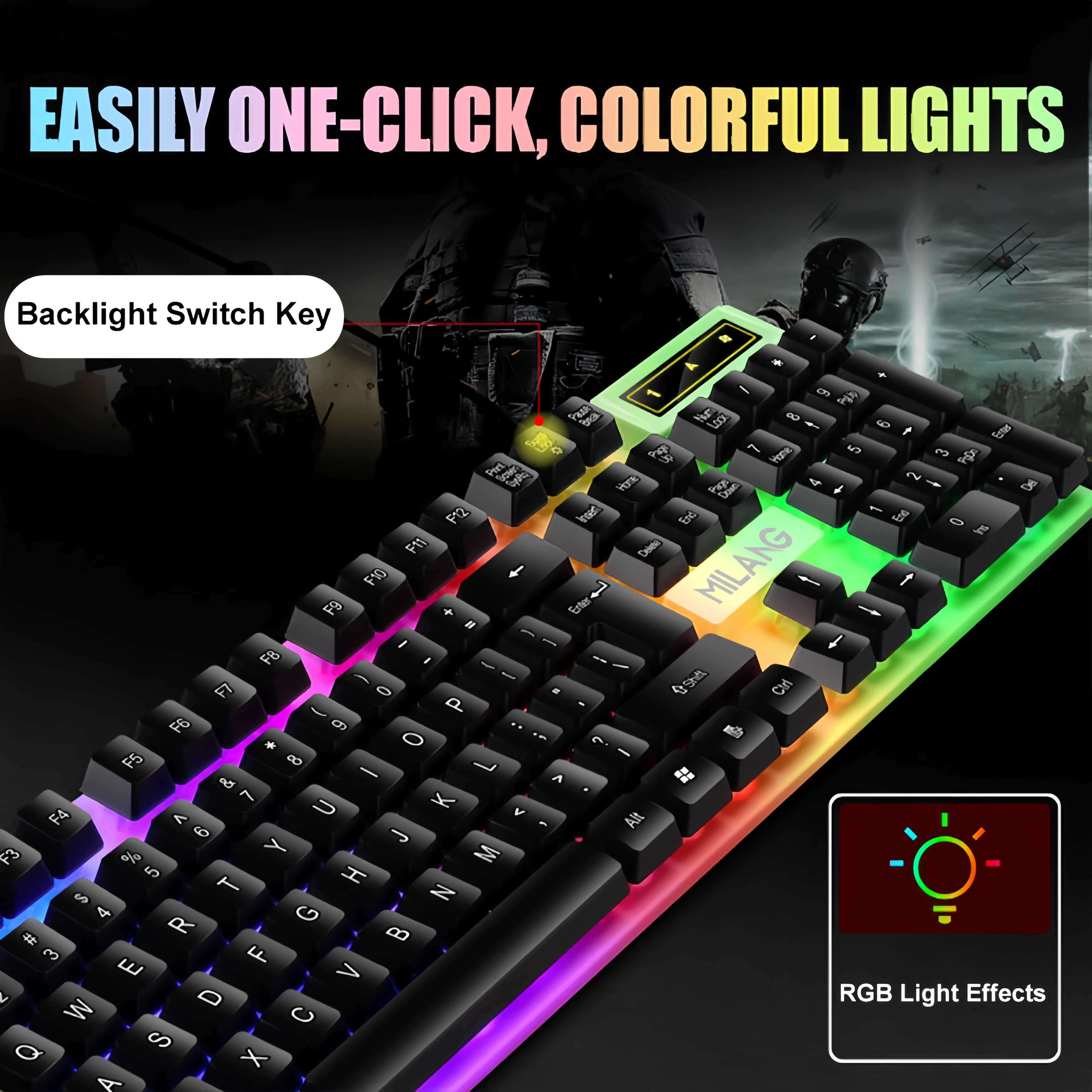 KEBIDUMEI USB Wired Keyboard R - Gaming Keyboard Half avis et prix