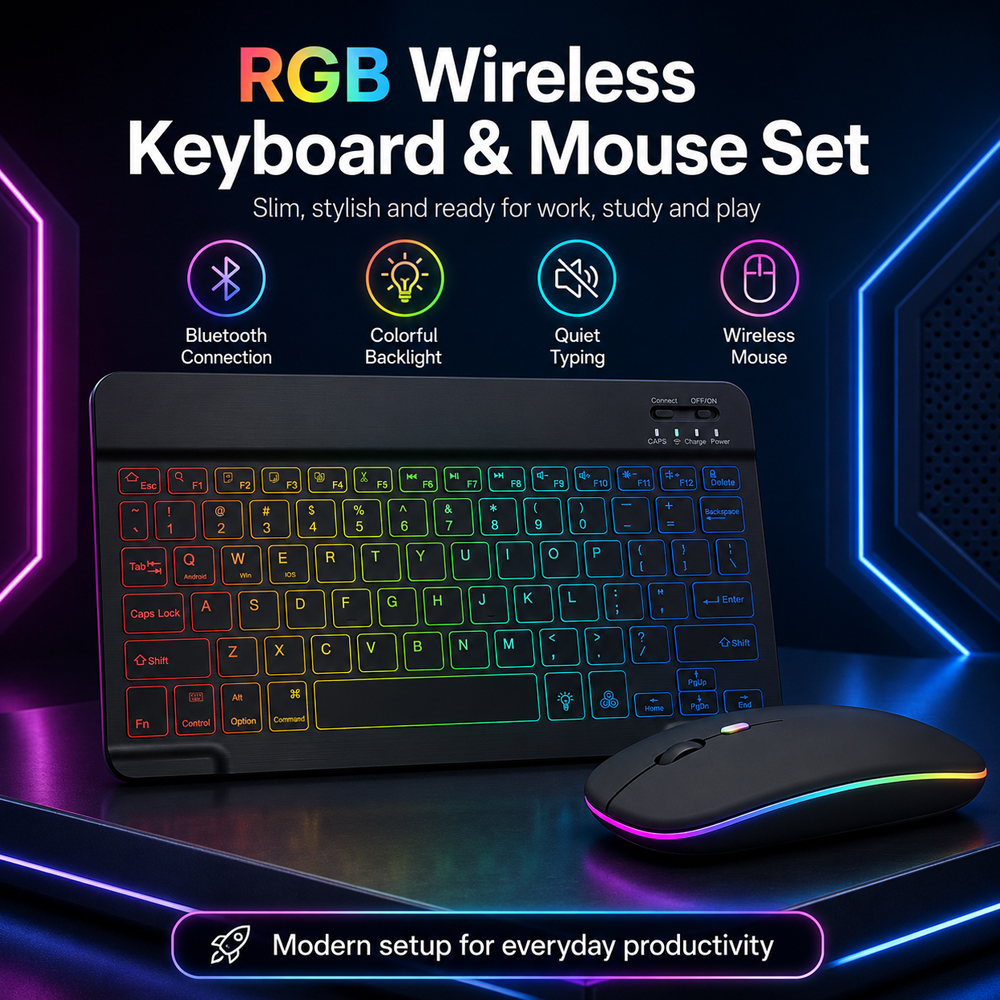 New Ultra Slim Portable 7 Colo - Gaming Keyboard And Mouse Wireless avis et prix