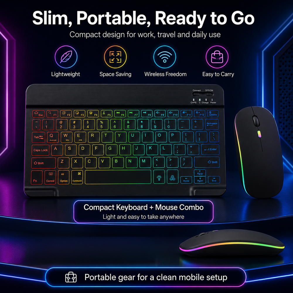 New Ultra Slim Portable 7 Colo - Gaming Keyboard And Mouse Wireless avis et prix