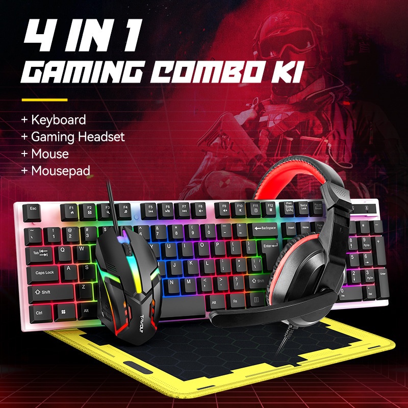 T-Wolf Tf240 4 In 1 Spanish Ga - Gaming Keyboard Mouse And Headset Combo avis et prix