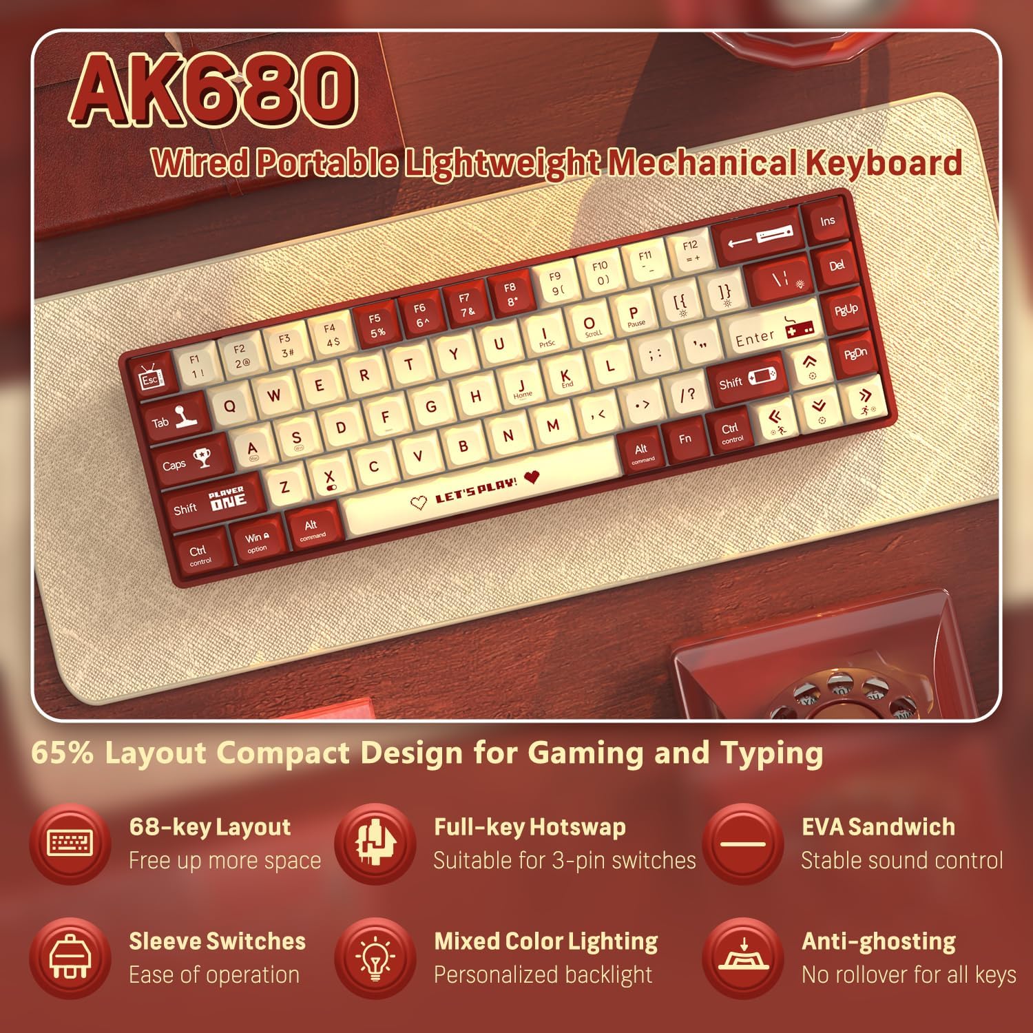 MAMBASNAKE x ATTACK SHARK AK68 - Gaming Keyboard Half avis et prix