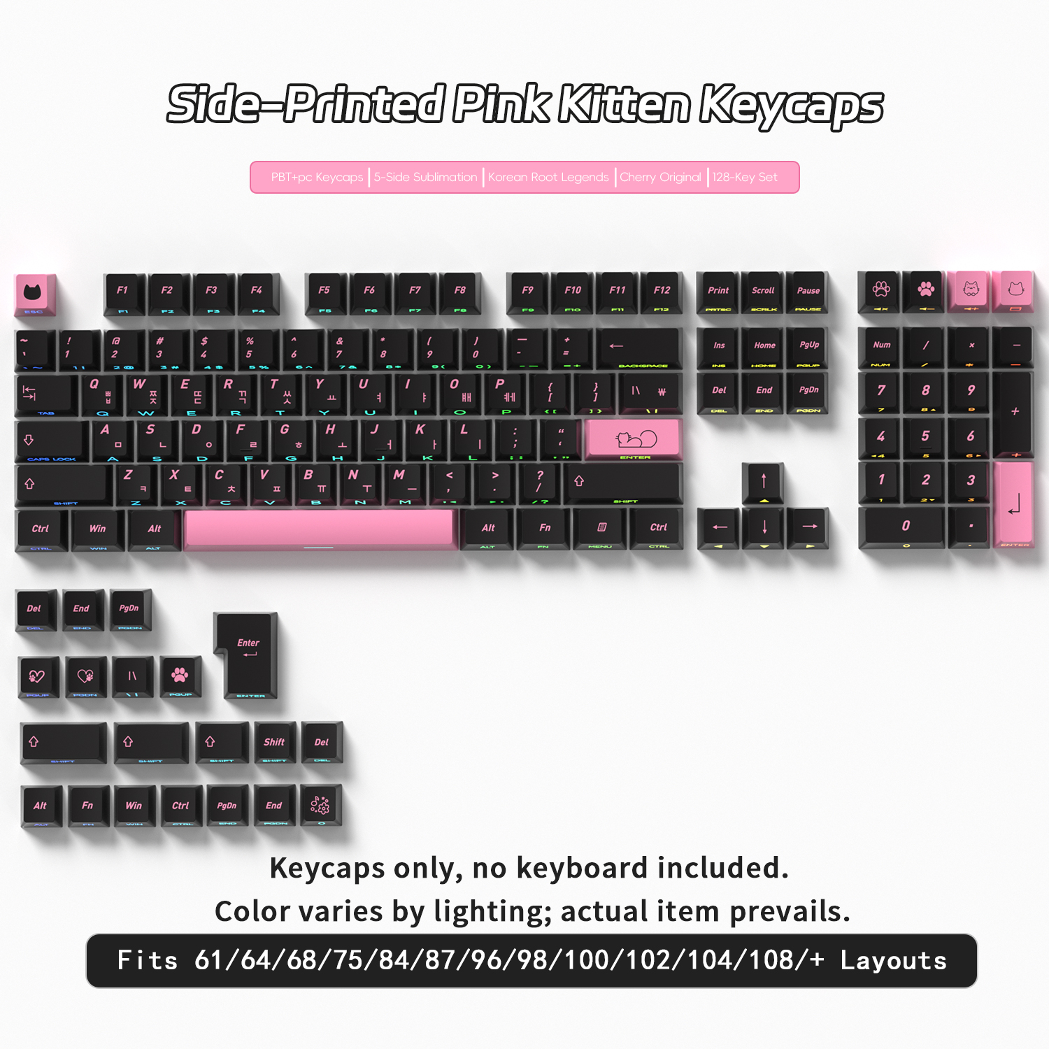 Cute Cat Side Printed Korean K - Keyboard Gaming Black avis et prix