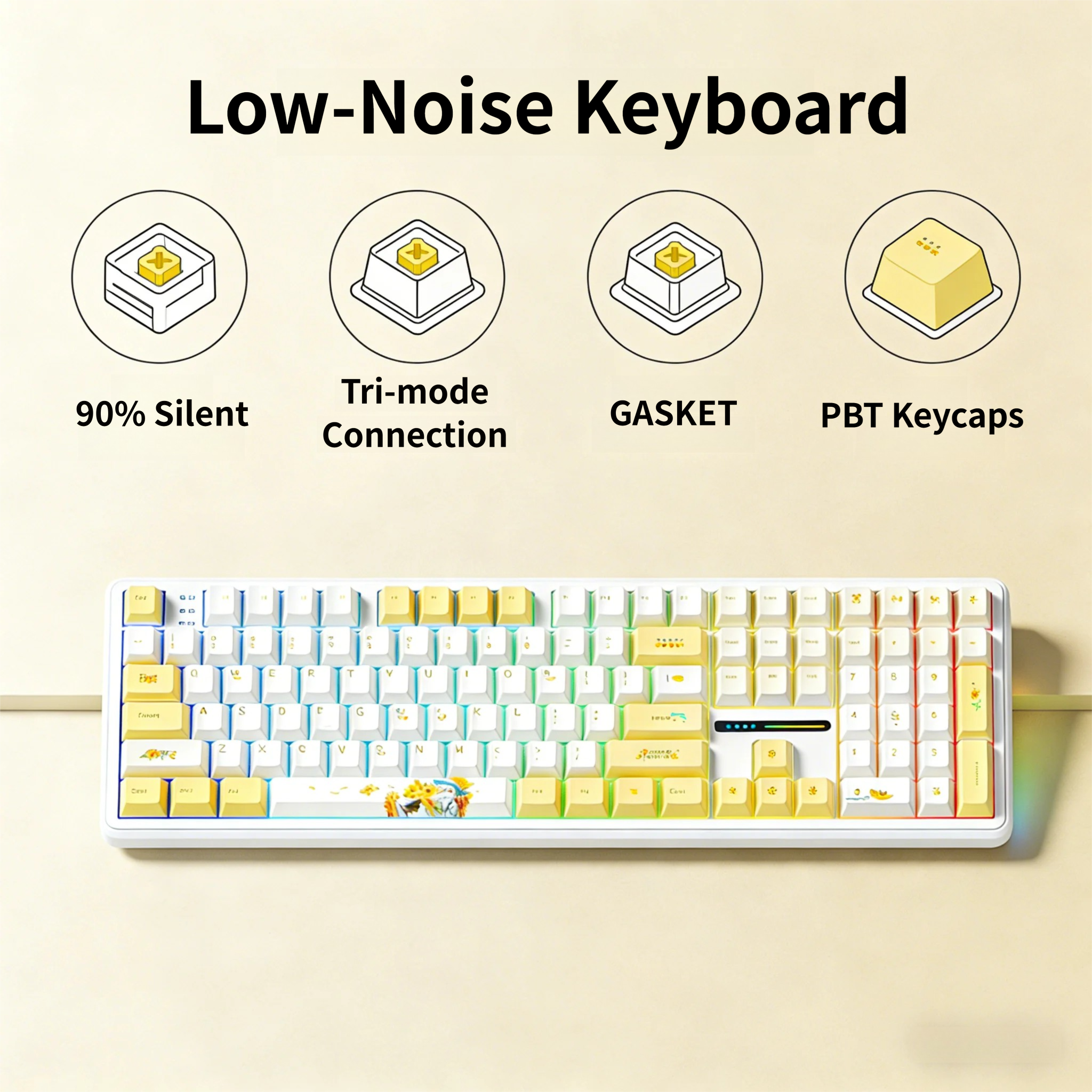 AULA F108 Wireless Keyboard Lo - Gaming Keyboard No Noise avis et prix