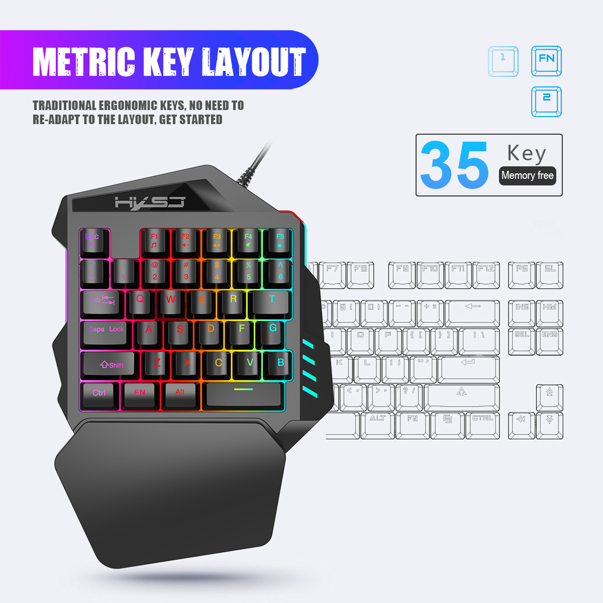 35-key film colorful one-hande - Gaming Keyboard Half avis et prix