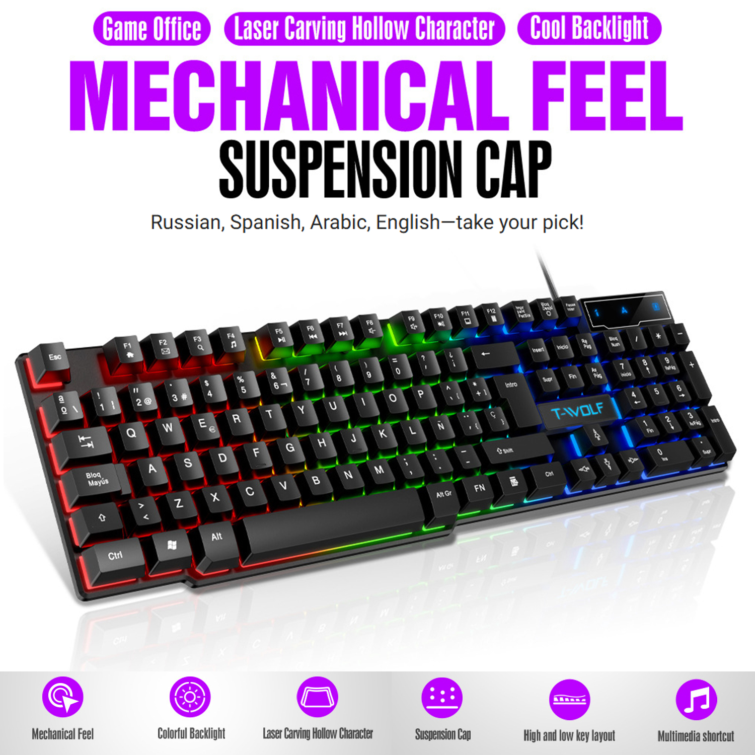 Mechanical feel Gaming Keyboar - Gaming Keyboard Half avis et prix