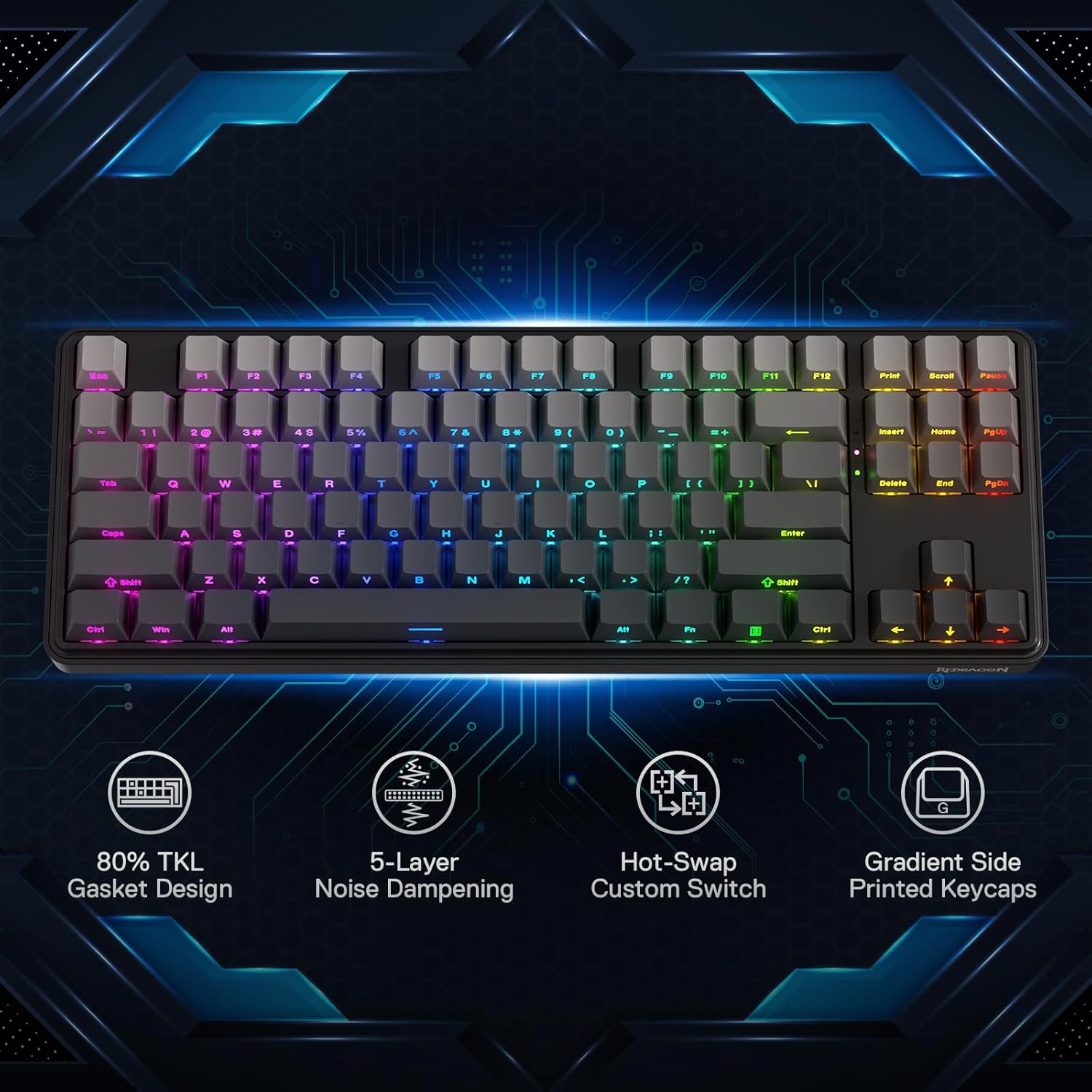 Redragon K707 PRO GB 80% Gaske - Gaming Keyboard No Noise avis et prix