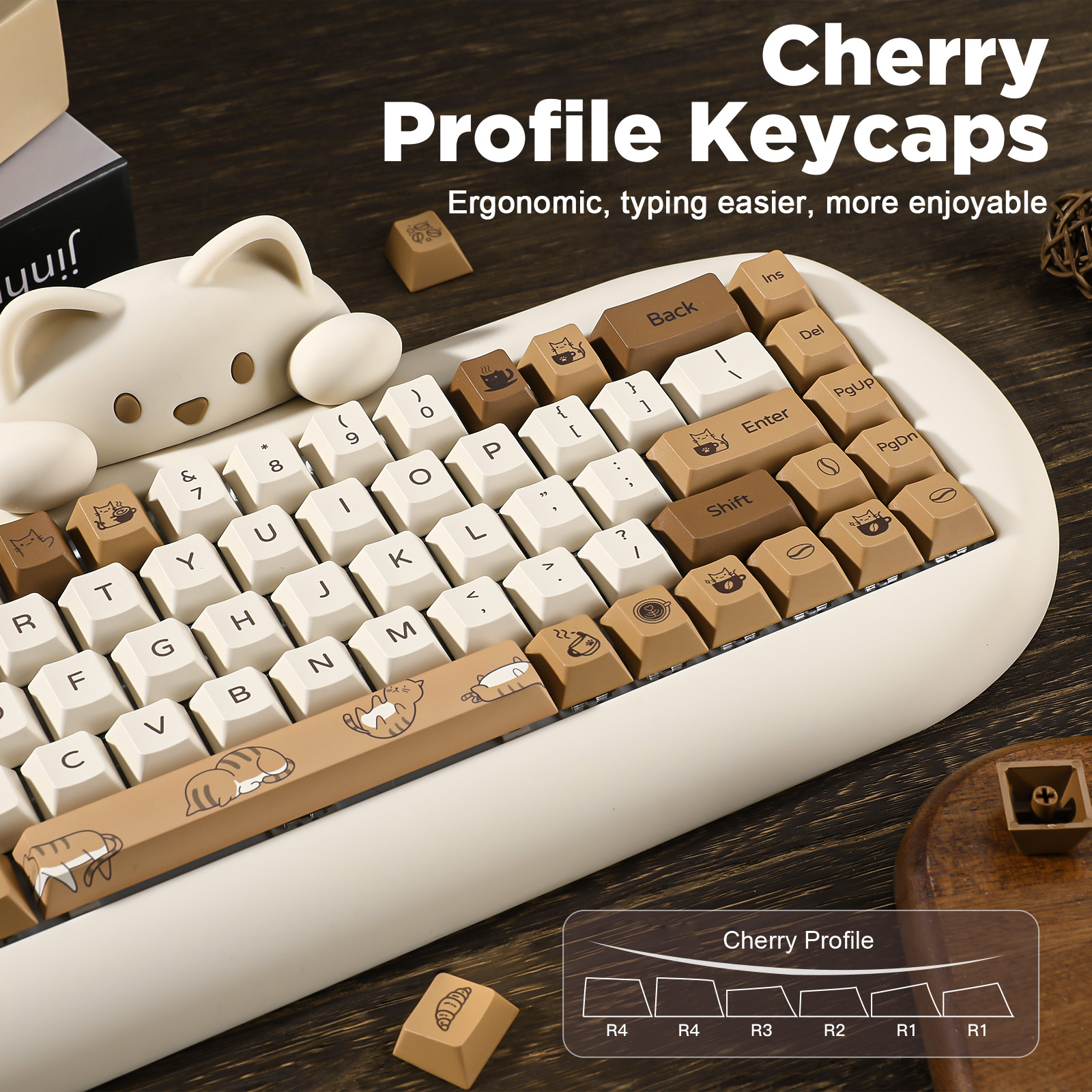 YUNZII Coffee Cat PBT Keycaps, - Gaming Keyboard Bundle avis et prix