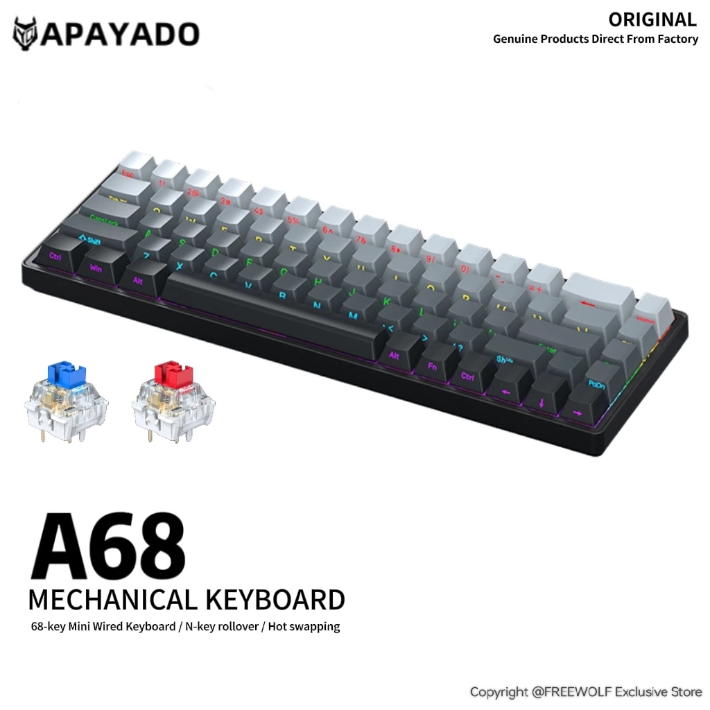APAYADO A68 Wired Mechanical K - Gaming Keyboard Half avis et prix