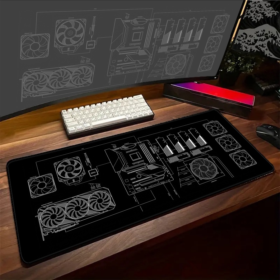 XXL desk mats Black Blue Yello - Gaming Keyboard Blue avis et prix