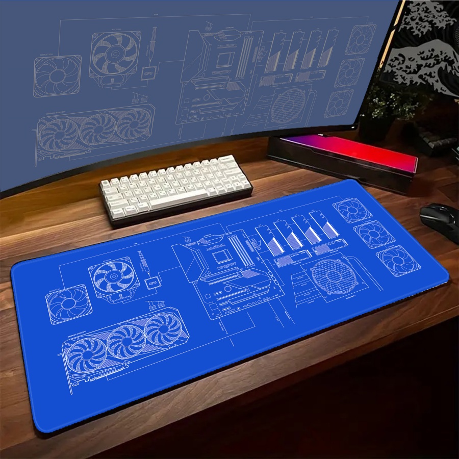 XXL desk mats Black Blue Yello - Gaming Keyboard Blue avis et prix