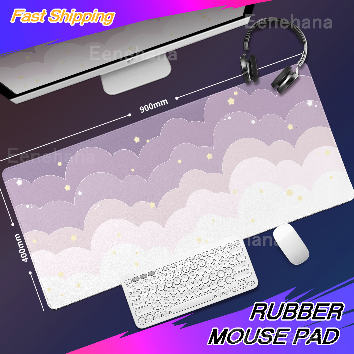 Light Blue Pink Clouds Desk Ma - Gaming Keyboard Blue avis et prix