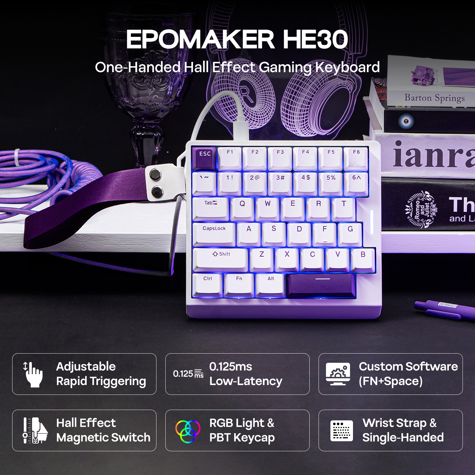  EPOMAKER HE30 One-Handed 36- - Gaming Keyboard Half avis et prix
